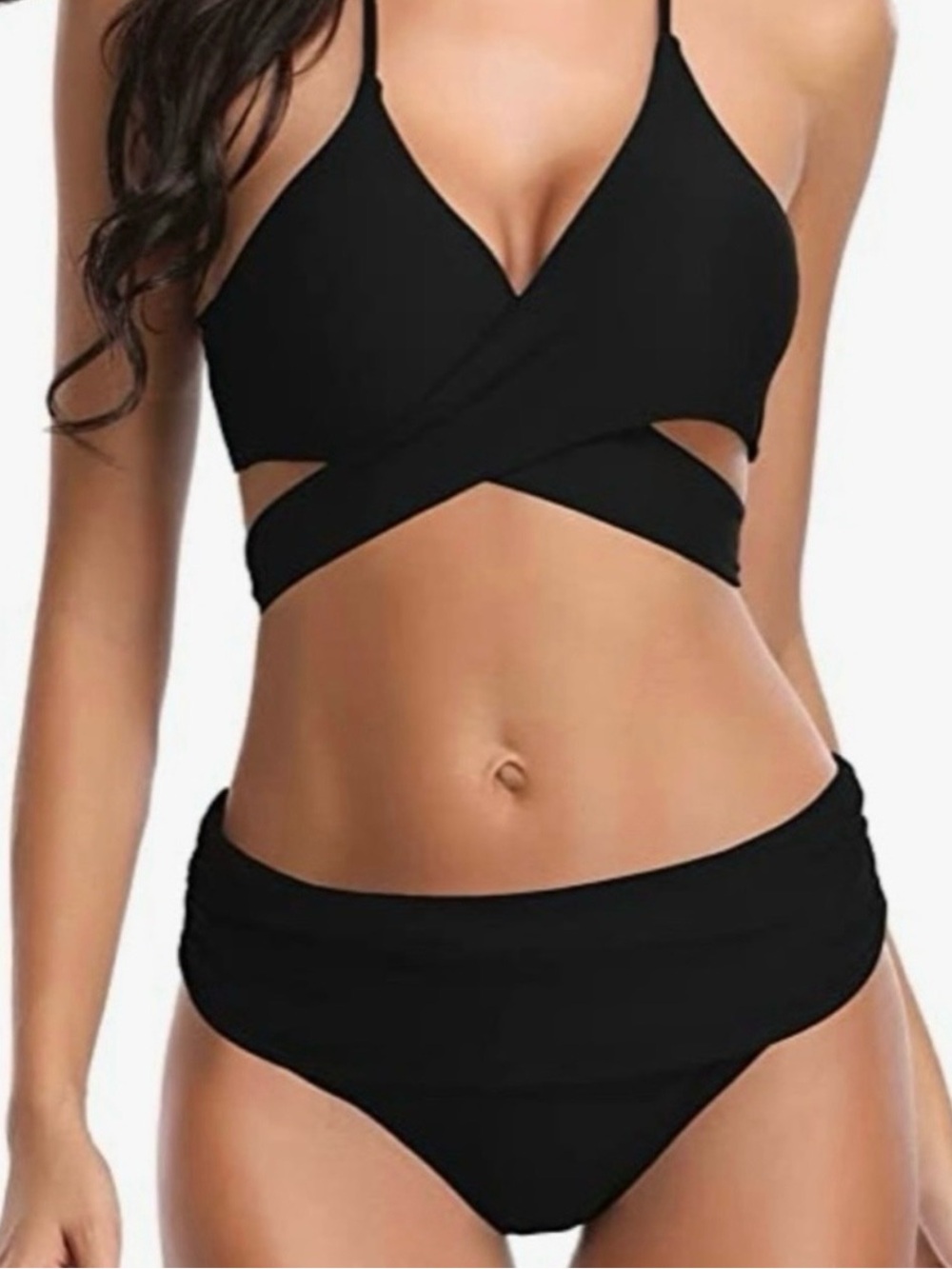 Black Wrap Front Women’s Bikini Set